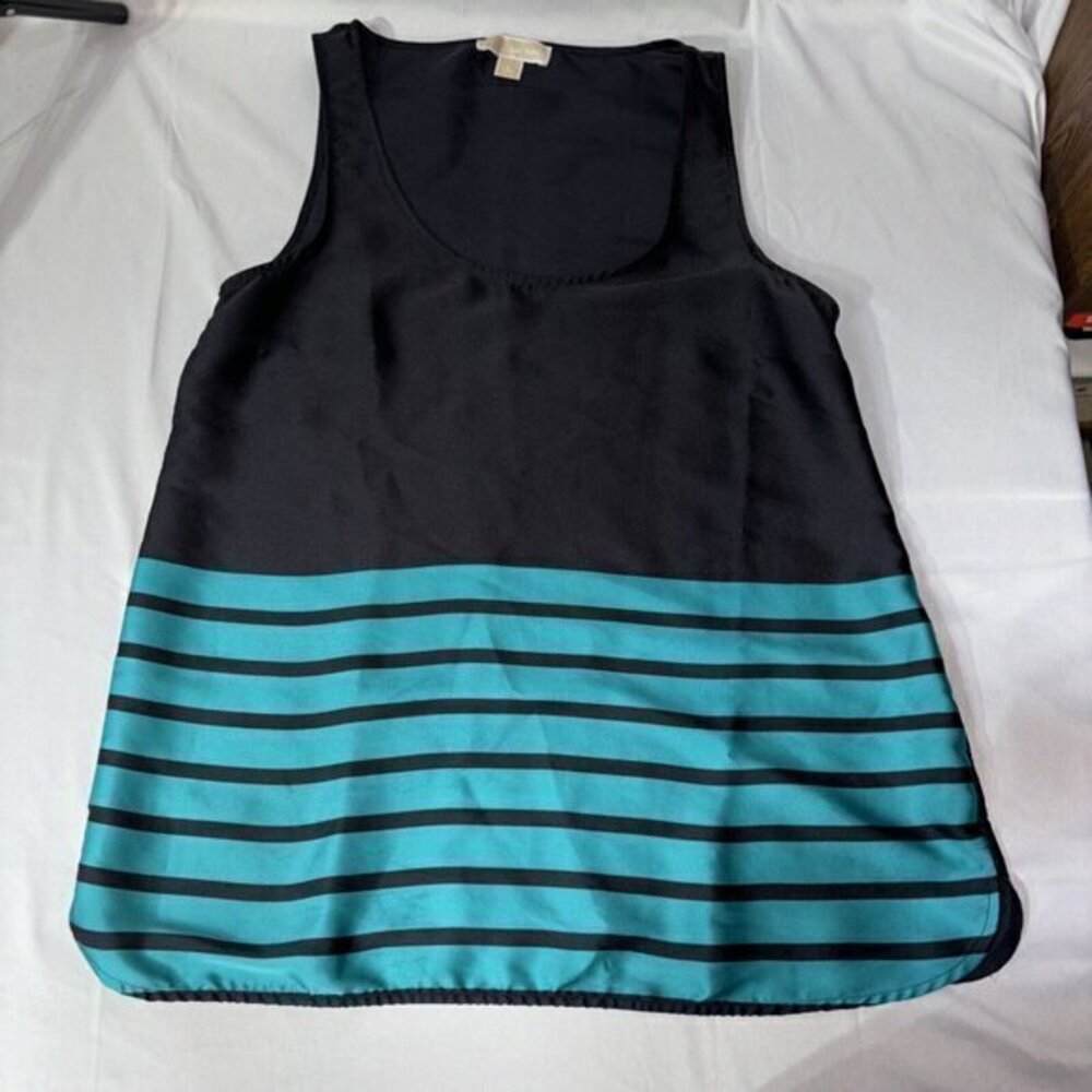 Michael Kors Women's Tile Blue Satin Pullover Satin Shell Top‎ L